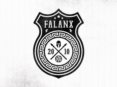 Falanx Soccer Badge (v2) badge design football greek grunge logo soccer spartan texture