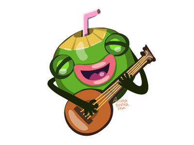 coconut cocktail character illustration