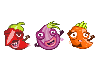 crazy vegetables character illustration