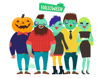 Hipster zombies! character illustration