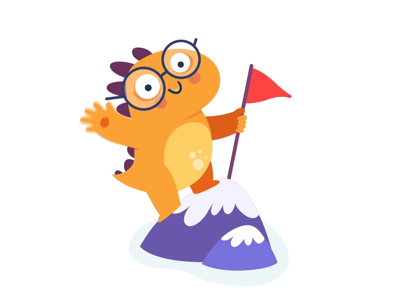 When a goal is reached! animation character cute dino dinosaur facemetrics goal illustration mountain nicola orange