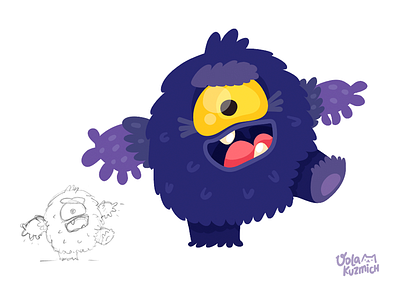 Purple Monster cartoon character character art cute drawing flat kids monster purple