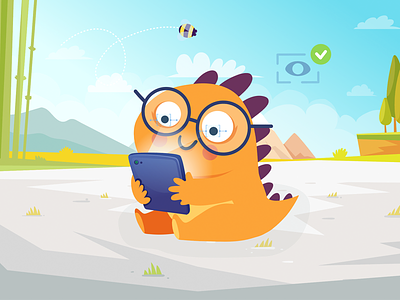 Read to Play! book character characters color cute design dino dinosaur humor illustration