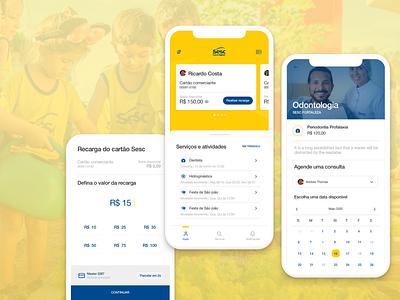 Sesc Ceará Digit@ app dashboard ui list mobile profile schedule service design ui ux wallet
