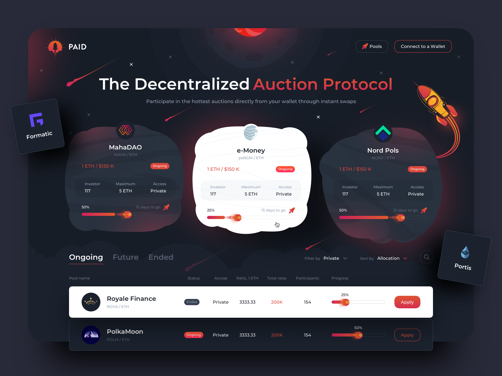 Cross-chain Auction Protocol auction blockchain design illustration pools protocol sketch token uiux