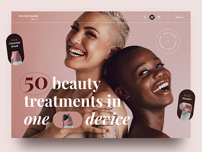 Beauty Device Website Concept beauty beauty product cosmetic design desktop device facial makeup mobile pink sketch skincare treatment ui ux woman