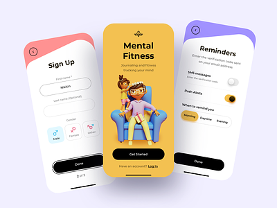 Mental Fitness App app clean design fitness healthcare illustration ios mental health mind mobile app sketch training app ui ux