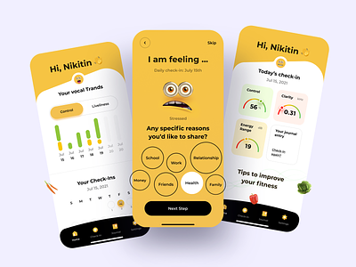 Mental Fitness App Check in app design fitness health healthcare illustration ios mental mental health mobile mobile app design sketch ui ux