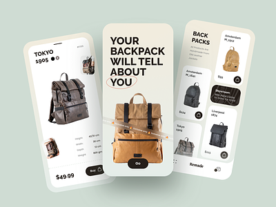 E-commerce Mobile App app design app ui backpack e-commerce ecommerce ios mobile app online store shopping shopping app ui ux