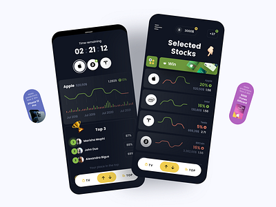 Stock Market Game App android app crypto design game graphic investment ios learning market mobile app sketch statistics stock ui ux