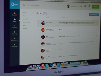 Inbox admin panel box. messages clean design dashboard design forms inbox pm table ui ux webdesign