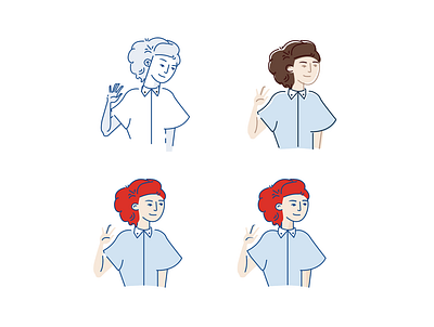 Illustration concepts avatar blue character design face human illustration art illustration design illustration digital illustrations linework red ui vector wave women