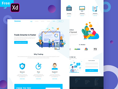 FREE Trading Landing Page adobe photoshop adobe xd business creative currency development illustraion latest design trends money online purchase trading app training uidesign ux design website