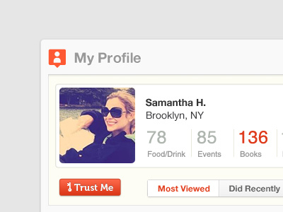 Profile Page app avatar clean freshthrills network profile statcard trust ui web
