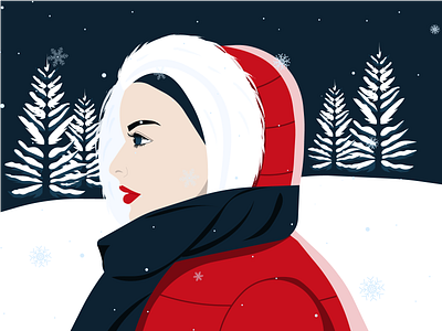 Winter art digital drawing figurative illustration snow vector winter