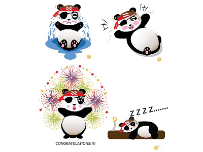 Emojis design digital emojis emotions illustration panda stickers vector