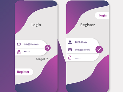 Login and Register Screen for App android app design app design ui uiuxdesign ux