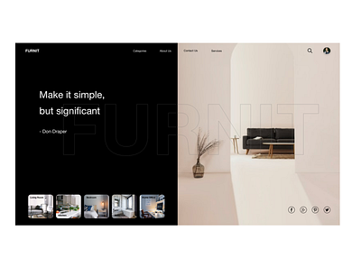 Interior design landing page color design ui web