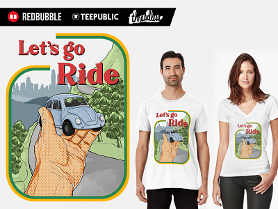 lets go ride 70s adventure design fashion illustration retro ride tshirtdesign vintage