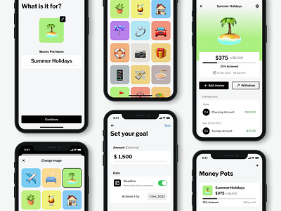 Money Pots: mobile banking app feature for saving goals