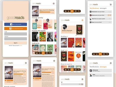 Goodreads UI Redesign app books books app branding flat minimal read reading ui ux web