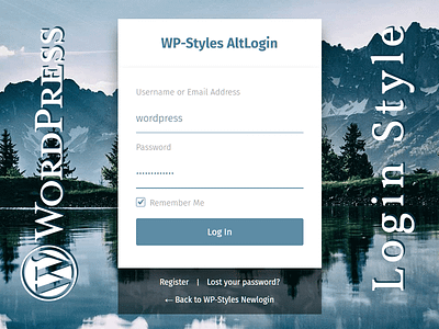 Altlogin - Wordpress Dashboard Login Theme Plugin app background design dribbble flat form log in log out login form sign in sign out style wordpress wordpress form wp wp-styles