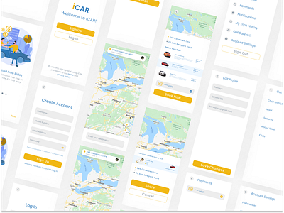 iCAR UX/UI Case Study app branding design graphic design mobile product design taxi ui ux