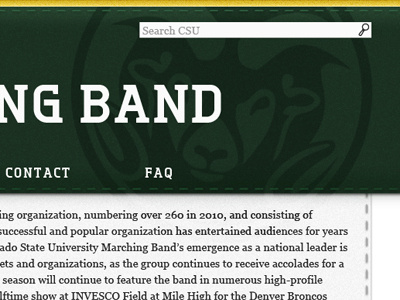 Marching Band Alternate absurd arrestingness band colorado state university csu georgia graphic design image linn marching marching band noise olaus olaus linn stitching tertre texture title web design website wordpress