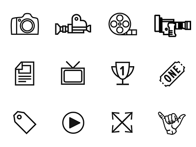 TGR Site Icons action sports camera icons shaka ski snowboard tag ticket trophy tv vector video