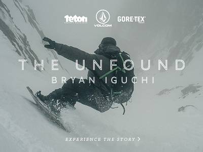 The Unfound: Bryan Iguchi action sports bryan iguchi interactive mountains olaus linn snow snowboard snowboarding teton gravity research tgr typography