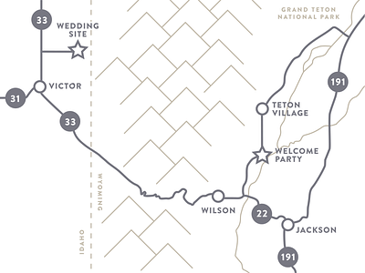 Jenelle And Olaus Wedding Map invitation jackson hole linn map minimalist olaus subtle tetons typography wedding