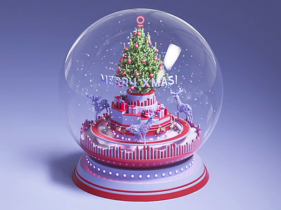 Christmas Snow Globe 3d 3d art cgi christmas cinema 4d deer digital gifts greeting illustation snow snowball xmas