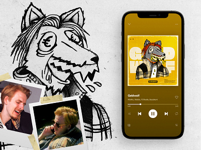 'Geldwolf' – Music cover/caricature (2020) branding caracter design caricature design drawing illustration illustrator music art sketch spotify cover typography web