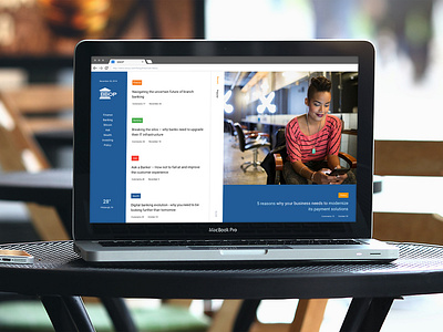 Banking news blog concept on MacBook branding design mobile app design webdesign