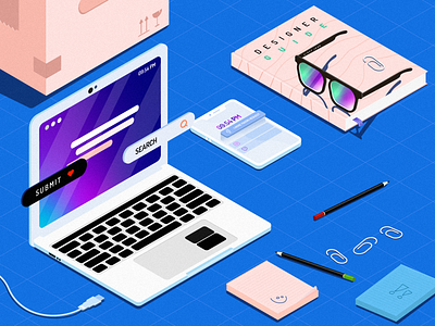 Isometric designer desk