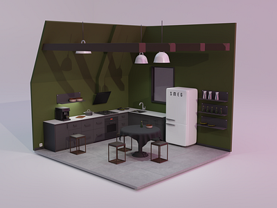 Modern 3d kitchen