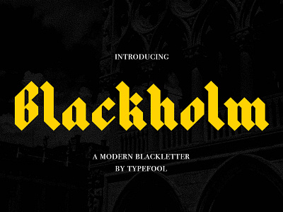 Blackholm Blackletter promotional 1 blackletter bold brandlogo capslock creativemarket design graphicdesign logo modern blackletter type typo typographic typography typography design vector