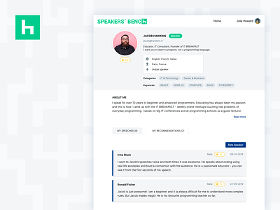 Platform for Conference Speakers | Speaker's Profile b2c conference design portal speakers ui ux web app