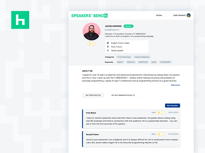 Platform for Conference Speakers | Speaker's Profile