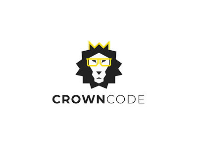 Crowncode Logo Design branding design developer lion logo nerd software house