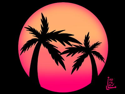 Sunset Lover illustration logo procreate
