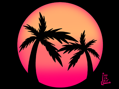 Sunset Lover illustration logo procreate