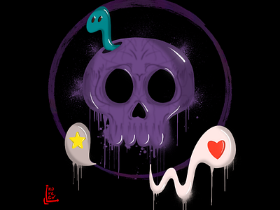 Little skull looking for love 💜 procreate illustration skull