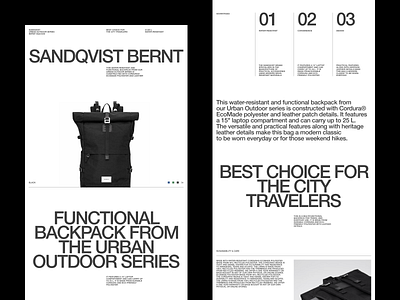 Sanqvist Bernt — Website Concept bag design fashion landing layout typography ui website