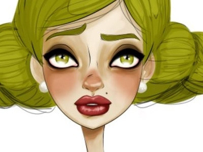 Green Eyes Painted Version character eyes girl green illustration lady people sad sketch