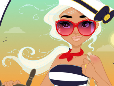 Anchors Aweigh character girl illustration nautical sailing sailor sky sunglasses vector