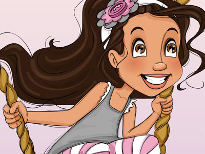 Adventures character design cute girl illustration swing vector