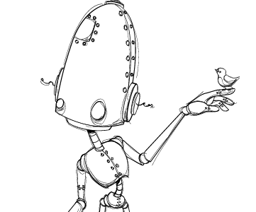 Robot & Birdie illustration robot vector