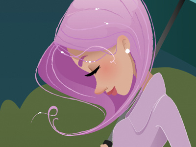 Rainy Day character design cute girl illustration purple rainy vector