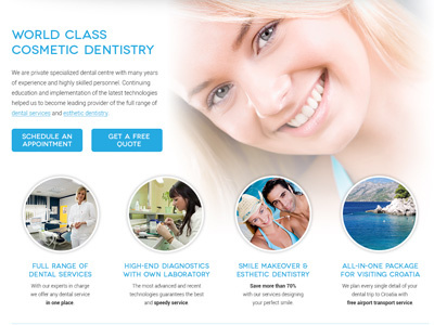 Dental centre website features blue dental website
